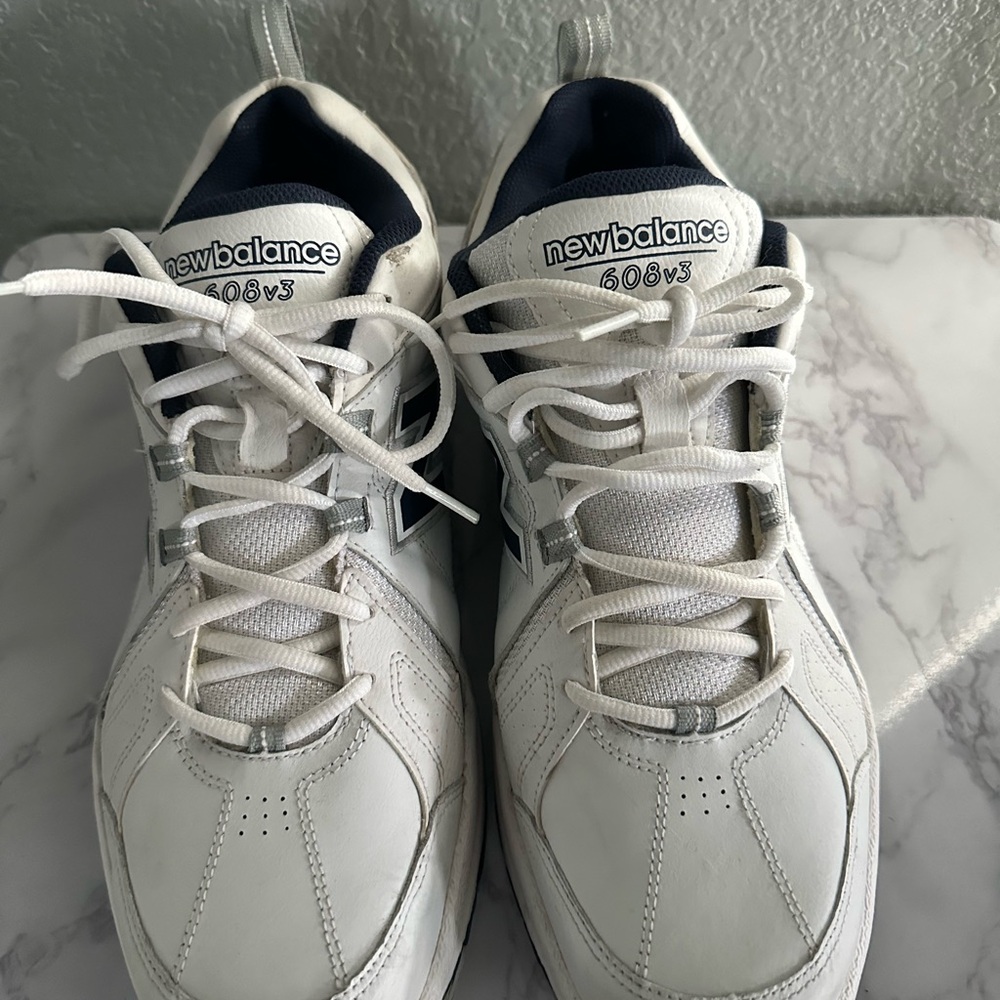 New Balance 608 v3 White and Navy Sneakers